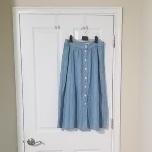 Madewell Palisade Button-Front Midi Skirt Sz 6